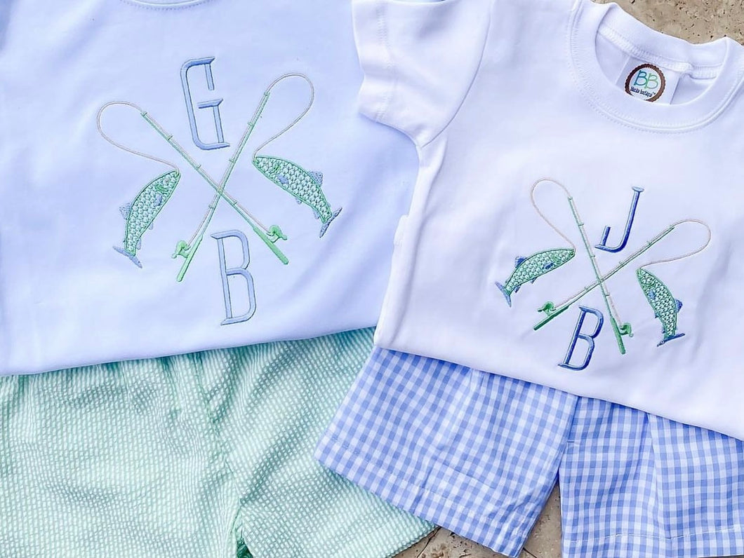 Fishing Monogram Tee (bubble or onesie available)